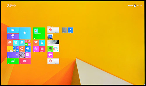 Windows8のトップ画面の4K液晶（3840×2160ドット）画面