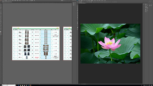 二つのAdobe Creative Cloud製品（Illustrator　CCとPhotoshop CC）の一画面表示。