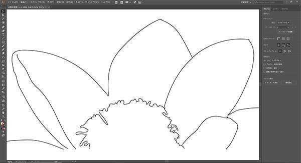 上記ペン描画をアウトライン表示。 細かい部分もきれいに描けました。